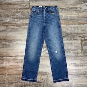 Levi’s Wedgie Fit Jeans Sz 24 Dark Distressed Wash